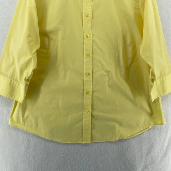 Kirkland Shirt Women's Sz XL Yellow Button-Up Collared 3/4 Sleeves Curved Hem - Picture 7 of 11
